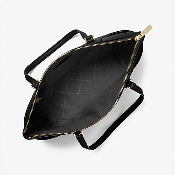 Michael Kors Black Charlotte Large Saffiano Leather Top-Zip Tote Bag